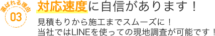 対応速度に自信があります！